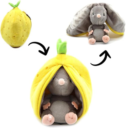 LES DÉGLINGOS Flipetz Rocket The Mouse Decorative Pillow – Reversible Lemon to Mouse 2-in-1 Plush Cushion – 8.5 Inch Stuffed Animal Pillow for Sofa, Bed & Any Room | Home Décor Gift for All Ages