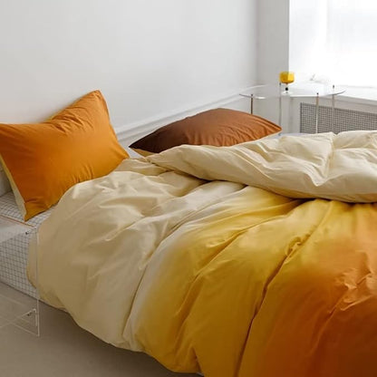 CLOTHKNOW Orange Pumpkin California King Comforter Set Gradient Rust Beige Bedding Comforter Sets Cal King Light Orange Bed Comforter Yellow Bedding Comforter Burnt Orange Comforter Sets