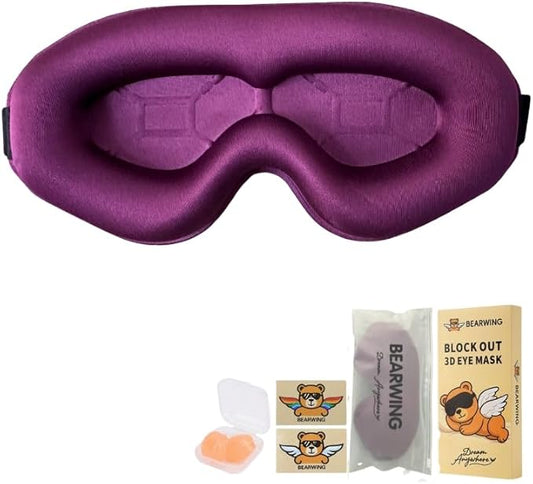 100% Light Blocking Sleep Mask Set, Only 0.73oz Light Comfortable 3D Contoured Memory Foam, Blink Freely Eye Masks for Sleep, Travel, Nap, for Women, Purple