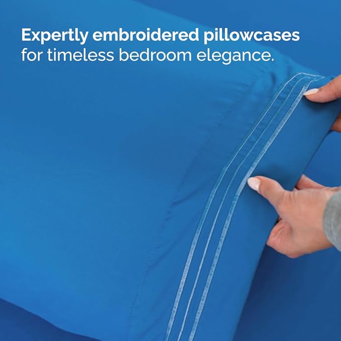 Full XL Size 4 Piece Sheet Set - Comfy Breathable & Cooling Bed Sheets Set - Hotel Luxury Bedding for Women, Men, Kids, Teens, Boys & Girls - Deep Pockets, Soft, Wrinkle Free - Oeko-Tex - Royal Blue
