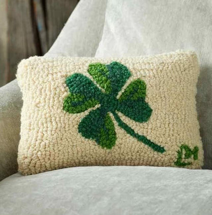Chandler 4 Corners Artist-Designed Shamrock Hand-Hooked Wool Decorative Throw Pillow (8 in x 12 in) St Patrick's Pillow for Couches & Beds-Easy Care & Low Maintenance - St Patty's Day Irish Pillow