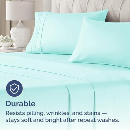 Queen Pillow Cases Set of 4 - Ultra Soft Hotel Quality Pillowcase Covers - Comfy, Cozy & Wrinkle Free - Shrinkage, Stain & Fade Resistant - Machine Washable Pillow Protectors - 4 Piece Set - Spa Blue