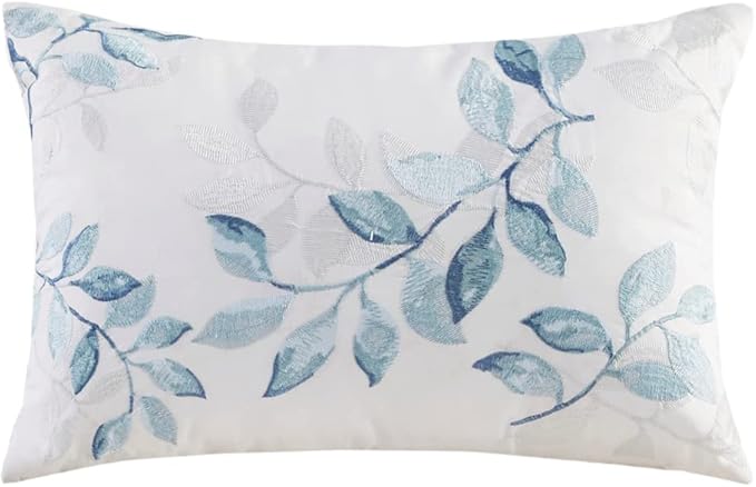 Madison Park Essentials Cozy Bed in a Bag Reversible Comforter with Complete Sheet Set - Modern Botanical Print All Season Cover, Shams, Decorative Pillow, Full(78"x86"), Blue 8 Piece