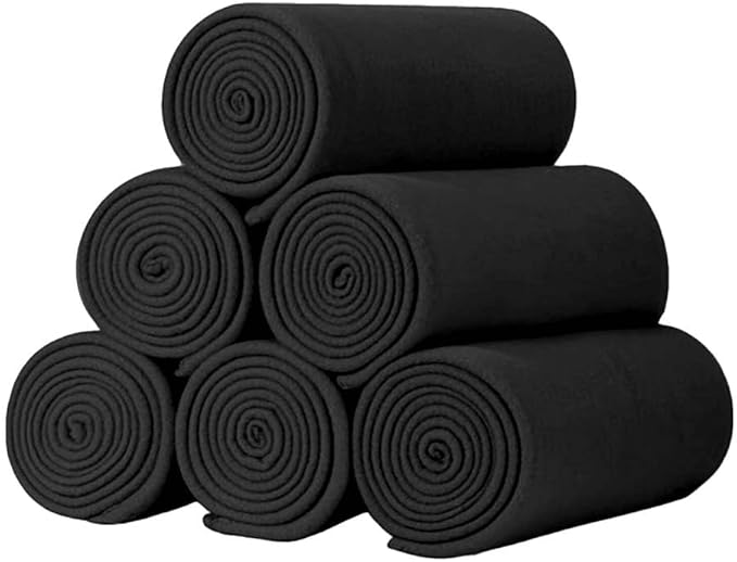 ZYFZCYBL Fleece Throw Blankets Lightweight Warm Soft Cozy Pet-Friendly Bulk Fleece Throw Blanket Solid for Home Bed, Sofa，Office,Gifts, Couch (Pack of 6-50 x 60 inch，Black)