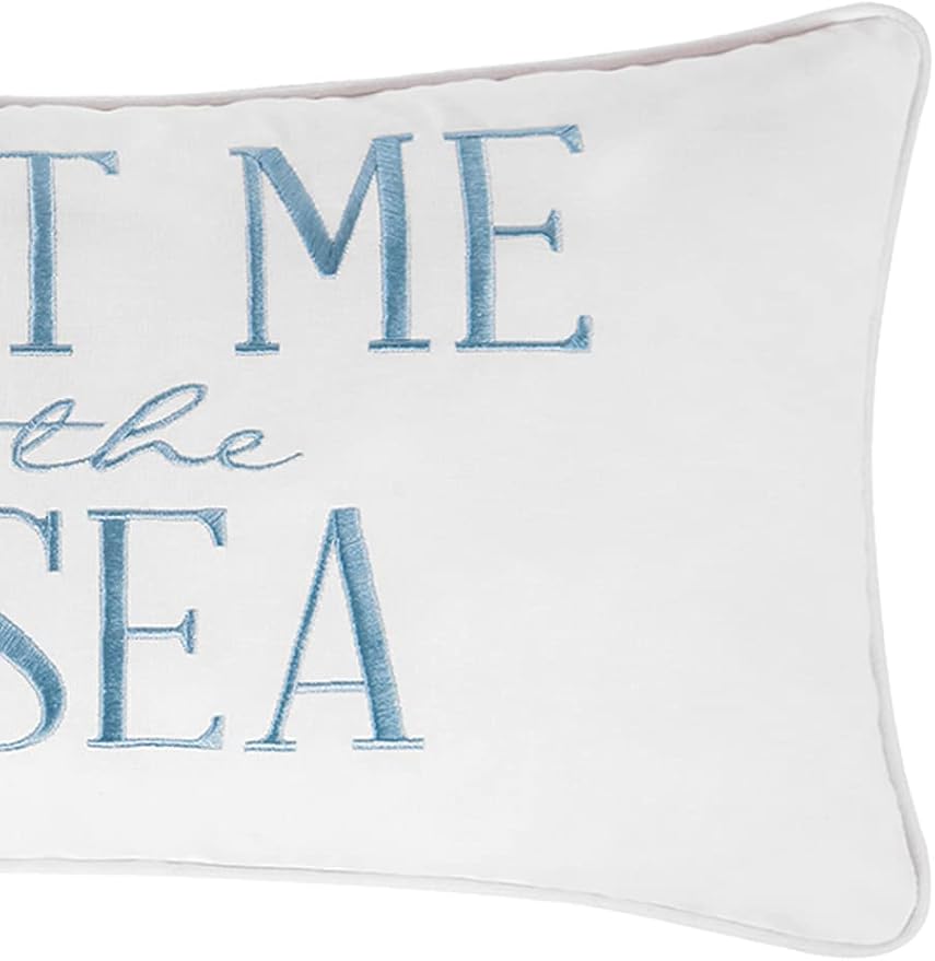 C&F Home Starfish Meet Me at The Sea Embroidered Accent Pillow 12" x 24" Summer Coastal Beach House Nautical Ocean Home Living Room Sofa Couch Chair Bed Bedroom Decor Decoration 12" x 24" White