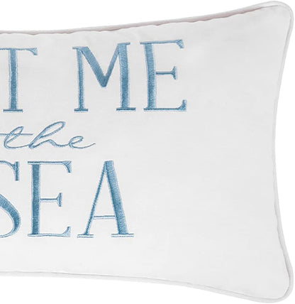 C&F Home Starfish Meet Me at The Sea Embroidered Accent Pillow 12" x 24" Summer Coastal Beach House Nautical Ocean Home Living Room Sofa Couch Chair Bed Bedroom Decor Decoration 12" x 24" White