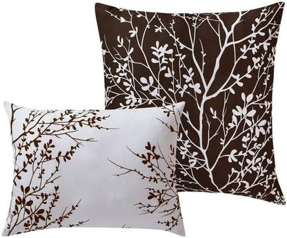 Spirit Linen 5 pcs Twin Comforter Set - Cozy Deep Sleep Microfiber Bedding Comforter Sets with Foliage Designed - Twin Bedding Sets with Pillow Shams (Chocolate, Twin)