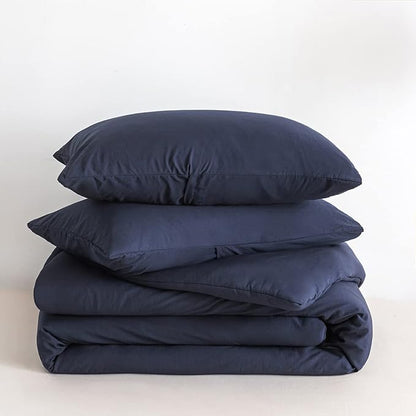 All Seasons Comforter King Size Navy Blue Comforter Set with Pillowshams Double Sliky Soft Washable Cotton Microfiber Reversible Shaggy Fluffy Comforter & 2 Pillow Shams, Dark Navy Blue, King/Cal King