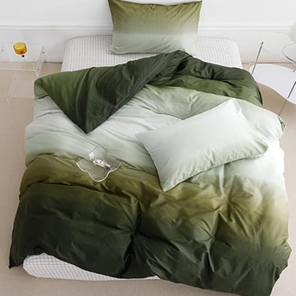 CLOTHKNOW Green White King Size Comforter Set Green Bedding Comforter Sets Soft Olive Comforter with 2 x Pillow Cases