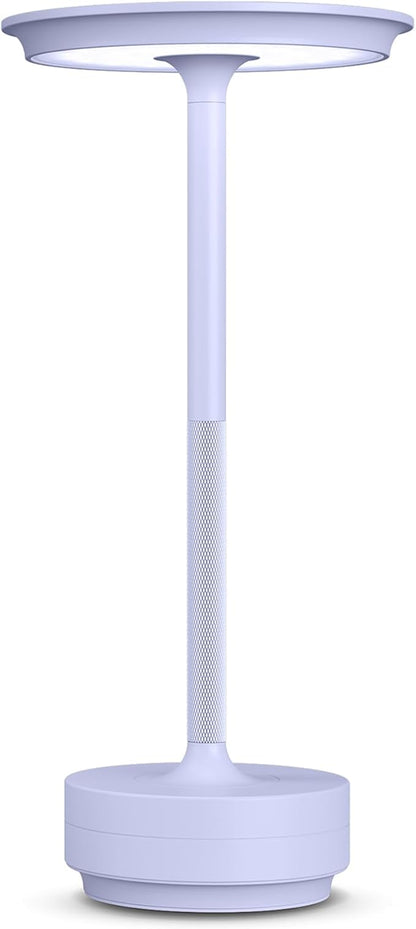 Rechargeable Cordless Table Lamp, Portable 5000mAh LED Touch Table Light, 3 Color Stepless Dimming Battery Powered Table Lamp for Outdoor/Restaurant/Patio.(Light Purple)