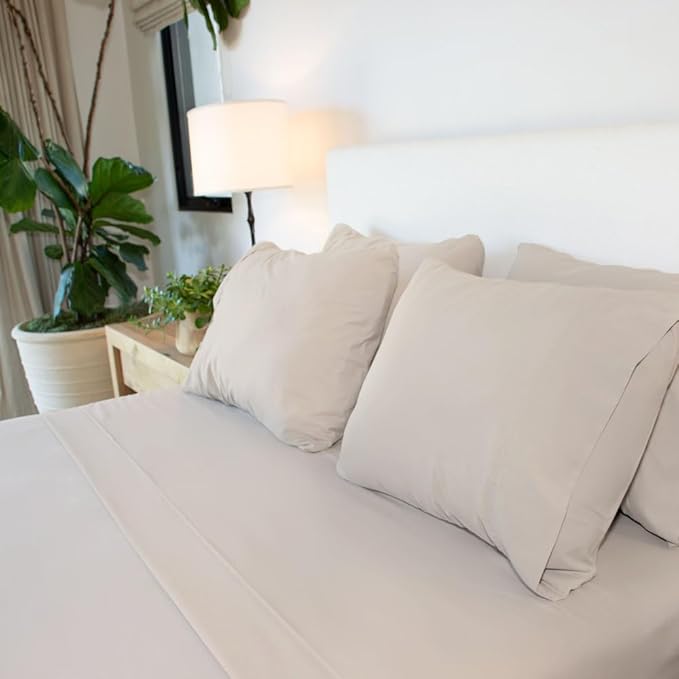 Jennifer Adams Eternal Sheet Set, 4-Piece Microfiber Sheets & Pillowcases - Ultra-Soft, Breathable and Wrinkle-Resistant (Linen, Queen)