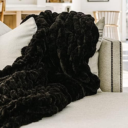 Minky Designs Jaguar Black Minky Blanket – Ultra Soft Faux Fur Throw Blanket for Couch, Bed & Home – Fluffy, Warm & Luxurious – Chic Collection (Medium, 50x60)
