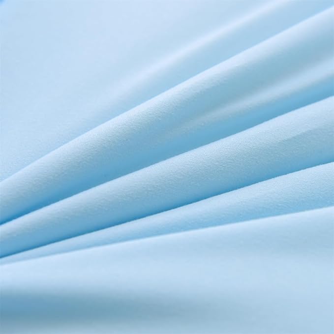 Holawakaka Light Blue Waterfall Ruffle Comforter Set, Full Size Shabby Chic Ruffled Bedding Set for Girls Women, Kids Teens Ruched Dorm Bed Set 3 Pieces