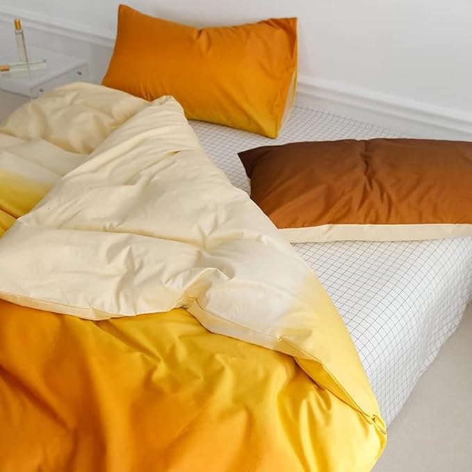 CLOTHKNOW Orange Pumpkin California King Comforter Set Gradient Rust Beige Bedding Comforter Sets Cal King Light Orange Bed Comforter Yellow Bedding Comforter Burnt Orange Comforter Sets