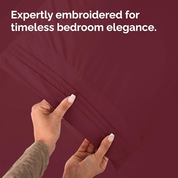 King Pillow Cases Set of 8 - Ultra Soft Hotel Quality Pillowcase Covers - Comfy & Wrinkle Free - Shrink, Stain & Fade Resistant - Easy-Care, Machine Washable Pillow Protectors - 8 Piece Set - Burgundy