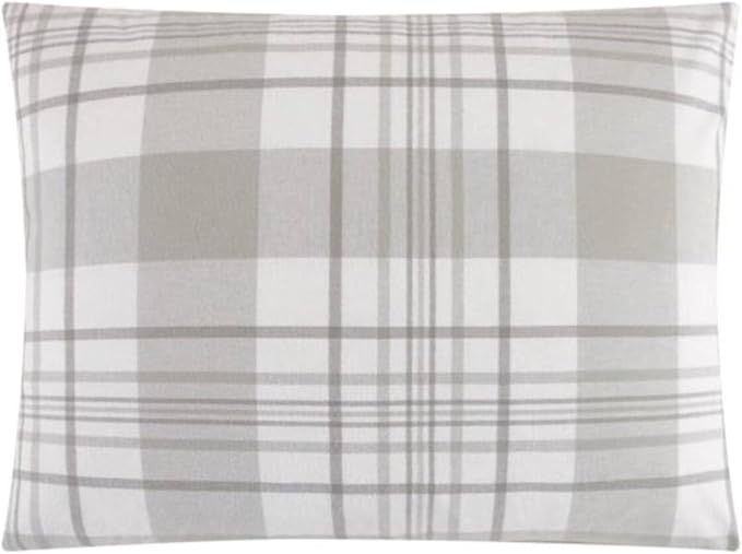 Dearfoams Super Soft 100% Cotton Comforter Set, Grey Plaid, Full,Queen