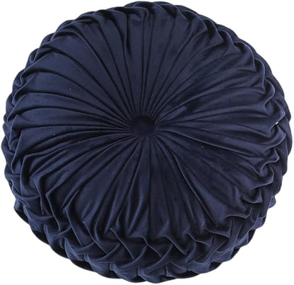 Baiyuruodie Round Velvet Pillow, Sofa Bed Bedroom Decorative Throw Pillow (38cm, Navy Blue)