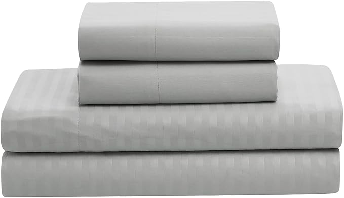 King Size Comforter Set 8 Piece Bed in a Bag with Bed Skirt, Fitted Sheet, Flat Sheet, 2 Pillowcases, 2 Pillow Shams, King, Dobby Silver