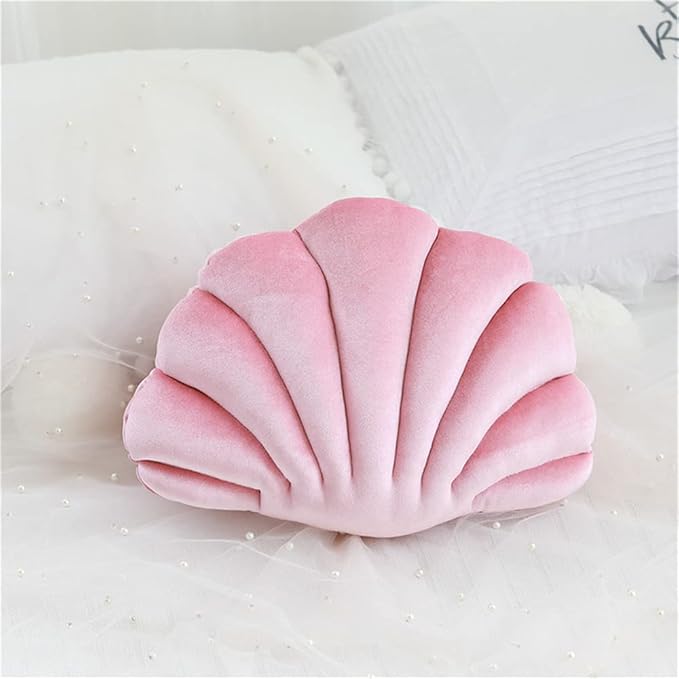 Patty Both Seashell Decorative Pillow Velvet Seashell Throw Pillow, Sea Shell Shaped Throw Pillow Decorative Pillows for Bed Couch Home Office Decor (Pink, Medium(17.2 * 13.2in 0.55kg))