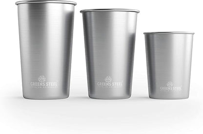 Stainless Steel Cups 20oz - Large Single wall Tumbler - Extra Strong Stackable Durable Pint Cup (2 Pack)