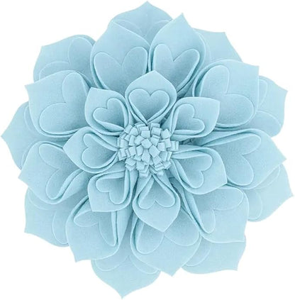 Fennco Styles Handmade 3D Heart-Shaped Petals Flower Decorative Filled Throw Pillow 13" Round - Aqua Floral Pillow for Couch, Home Décor and Holiday, Housewarming Gift