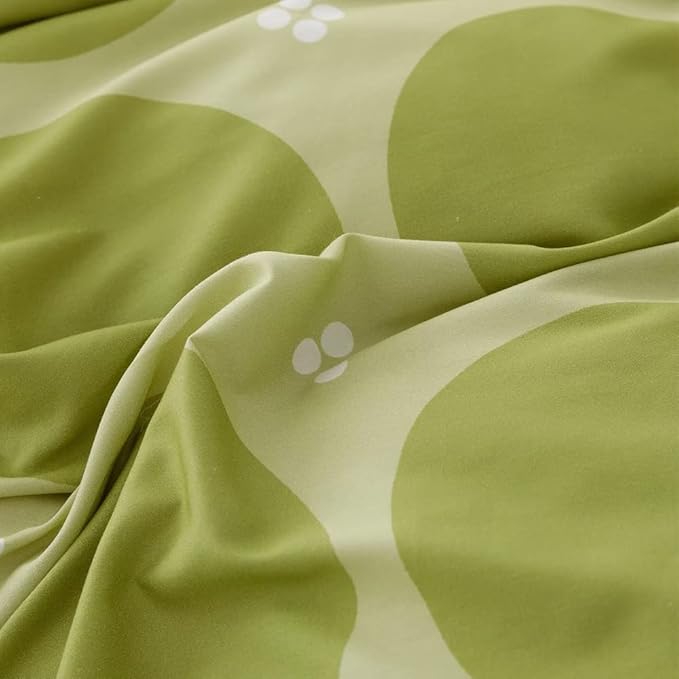 CLOTHKNOW Green Queen Comforter Set 3Pcs Dot Bedding Comforter Sets Botanical Bedding Sets Queen Green Boho Comforter Sets