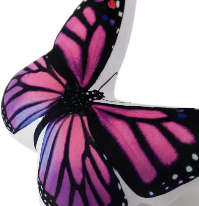 JWH Colorful 3D Butterfly Pillow Decorative Animal Throw Pillow Print Accent Pillow Stuffed Cushion for Bed Bedroom Couch Bedroom 13x18 Inch Purple Red