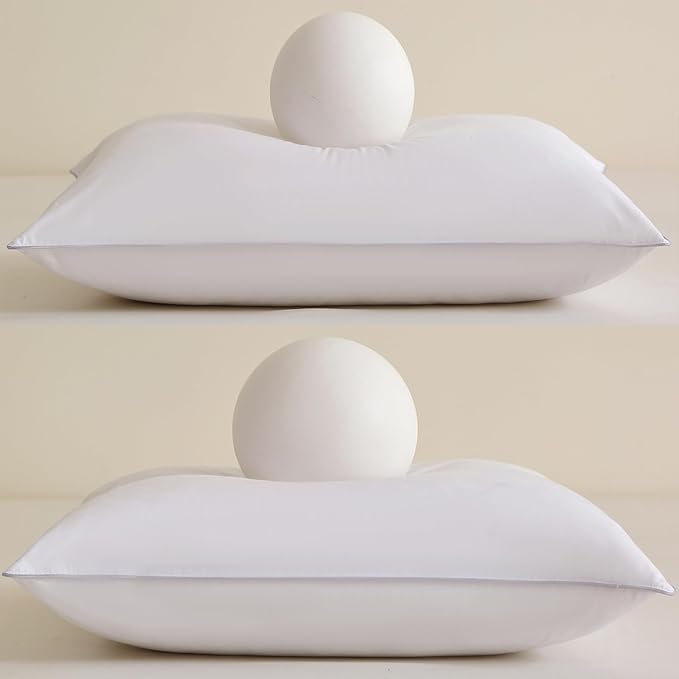 Throw Pillow Insert (Pack of 2, White), Goose Feather and Polyeser Throw Pillow for Decorative Cushion Bed Couch Sofa - Non-Deforming Over Time (22x22 Inch (Pack of 2))