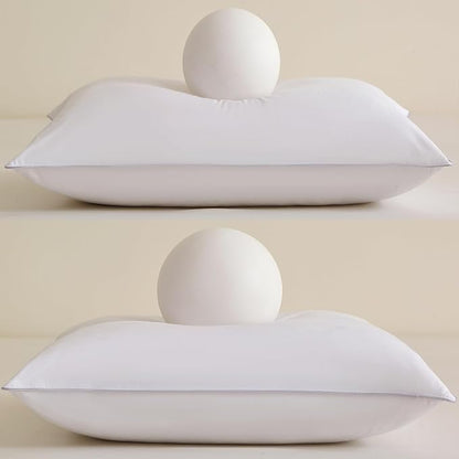 Throw Pillow Insert (Pack of 2, White), Goose Feather and Polyeser Throw Pillow for Decorative Cushion Bed Couch Sofa - Non-Deforming Over Time (18x18 Inch (Pack of 2))