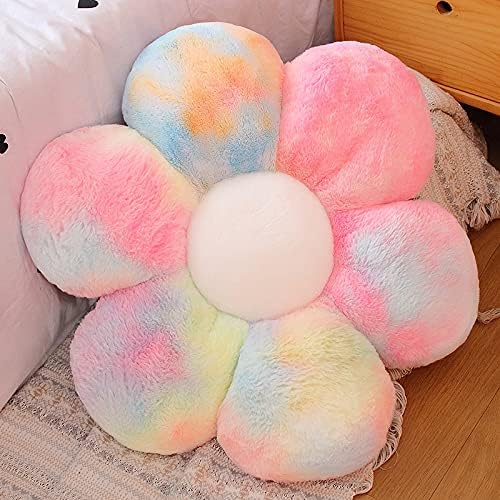 Rainbow Flower Pillow Daisy Flower Shaped Pillow Aesthetic Decor Soft Colorful Plush Floor Seat Cushion Pillows for Sofa Bed Chair Couch