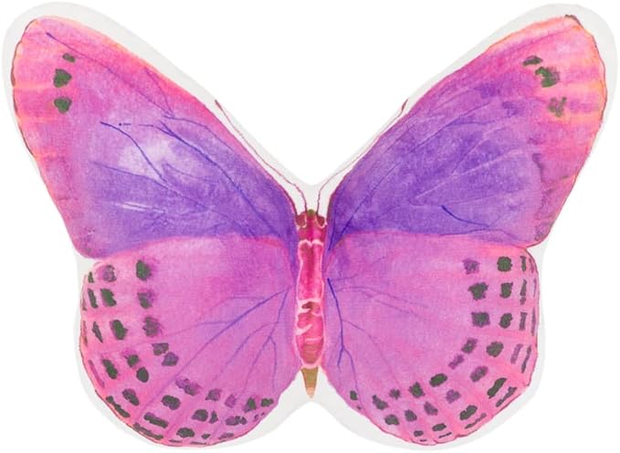 JWH 3D Butterfly Neck Pillow Decorative Car Travel Desk Neck Support Pillow Print Cushion Plane Trip Pillow 8x12 Inch Hot Pink