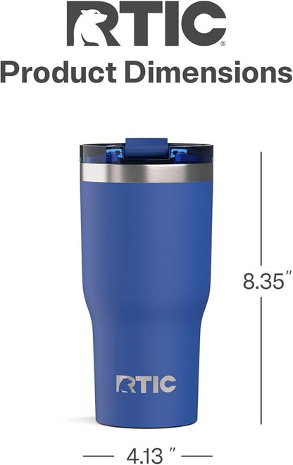 RTIC 30oz Essential Tumbler with Lid, Ceramic Lined, Insulated, Stainless Steel, Metal, Double Wall Vacuum-Insulation, Travel Cup for Iced Coffee, Tea, Hot and Cold Drink, Cobalt