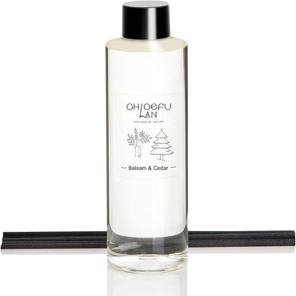 Chloefu LAN Balsam & Cedar Scented Oil Reéd Diffuser Refill 200ml/6.76 fl oz Natural Fragrances Oil - Best for Home Decoration, 0% Alcohol, Refreshing and Invigorating, Perfect for Christmas
