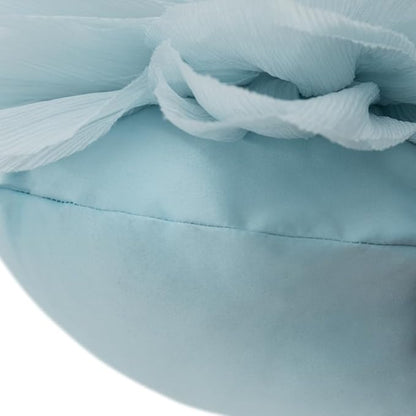 3D Light Blue Flower Round Decorative Throw Pillow with Insert Soft Cute Floral Accent Pillow Cushion for Bed Couch Bedroom Living Room Nursery Boho Aesthetic Home Decor 12Inch Blue and White