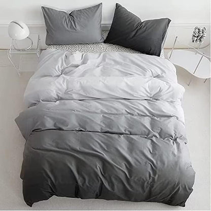 Houseri Full Size Comforter Set, Gradient Grey and White Bedding Sets Full for Teen Boys Girls Light and Dark Gray Comforters Aesthetic Soft Comfy Silver Gray Preppy Dorm Bed Quilts Blankets Full