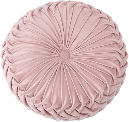 Baiyuruodie Round Velvet Pillow, Sofa Bed Bedroom Decorative Throw Pillow (38cm, Light Pink)