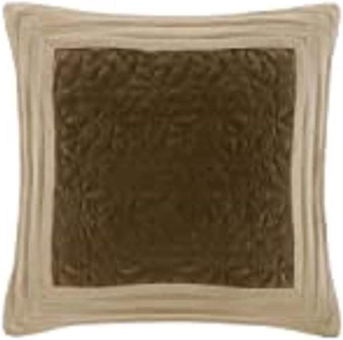 Madison Park Palmer Comforter Set - Faux Suede Design, Striped Accent, All Season Down Alternative Bedding, Matching Shams, Decorative Pillow, Bed Skirt, Full (82 in x 90 in), Natural 7 Piece