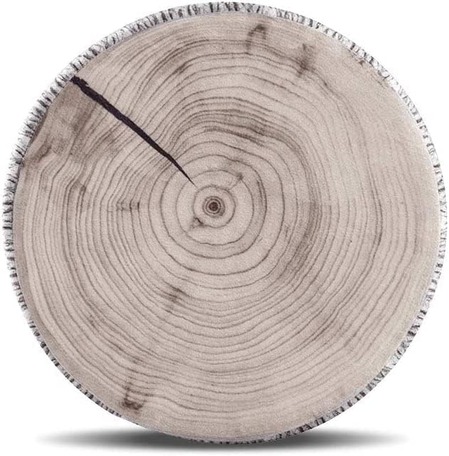 HYSEAS Decorative Round Throw Pillow, 3D Digital Print Comfortable Kids Funny Cute Wood Log Pillow Circle Seating Floor Cushion for Home, Couch, Sofa, Bedroom, Living Room Decor, Green Stump