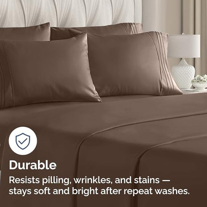 King Pillow Cases Set of 10 - Ultra Soft Hotel Quality Pillowcase Covers - Comfy & Wrinkle Free - Shrink, Stain and Fade Resistant - Easy-Care, Machine Washable Pillow Protectors - 10 Pcs Set - Brown