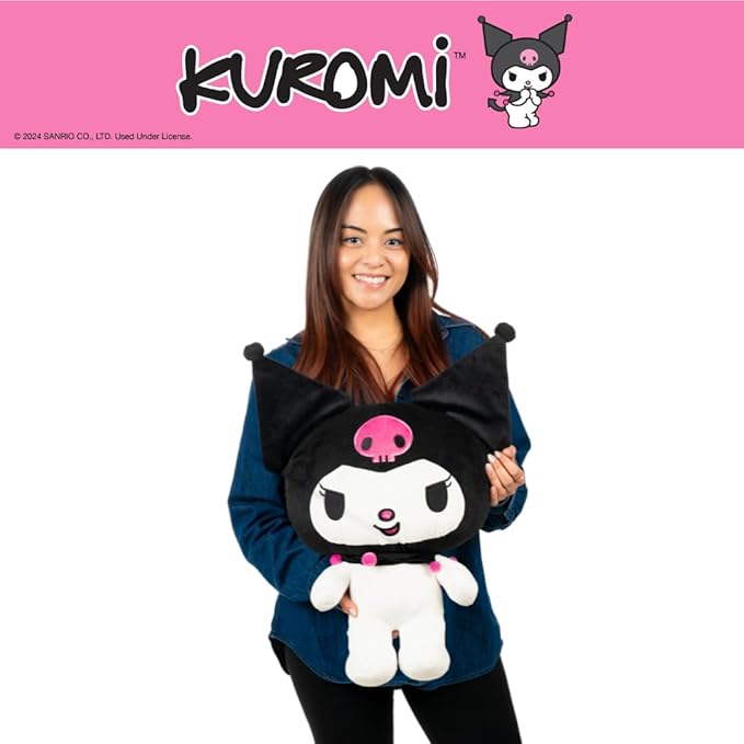 Kuromi Cuddle Pillow Buddy, Kids Bedding Super Soft Plush Kawaii Pillow, (Officially Licensed Product) By Franco Collectibles