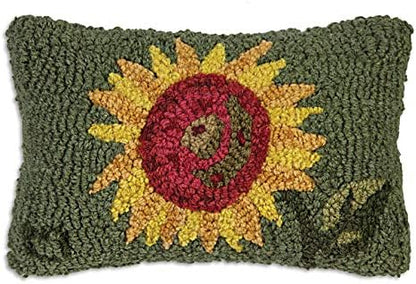 Chandler 4 Corners Artist-Designed Sunflower Hand-Hooked Wool Decorative Throw Pillow - Flower Themed Pillow for Couches & Beds - Easy Care & Low Maintenance-Nature, Garden, Floral Pillow