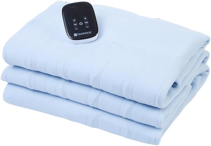 OakRidge Digital Comfort Fleece Heated Twin Blanket - Sky Blue, 100% Polyester, Machine Washable, Oeko-TEX Certified, Perfect for Warm Nights, Controlled Heat Settings
