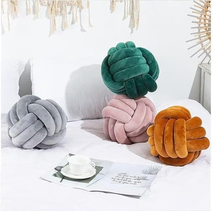 Knot Ball Pillows,Soft Round Knotted Pillow,Handmade Plush Throw Pillows Home Decoration Cushion Pillow for Sofa Bed Couch Floor(8.7 Inch,Red)