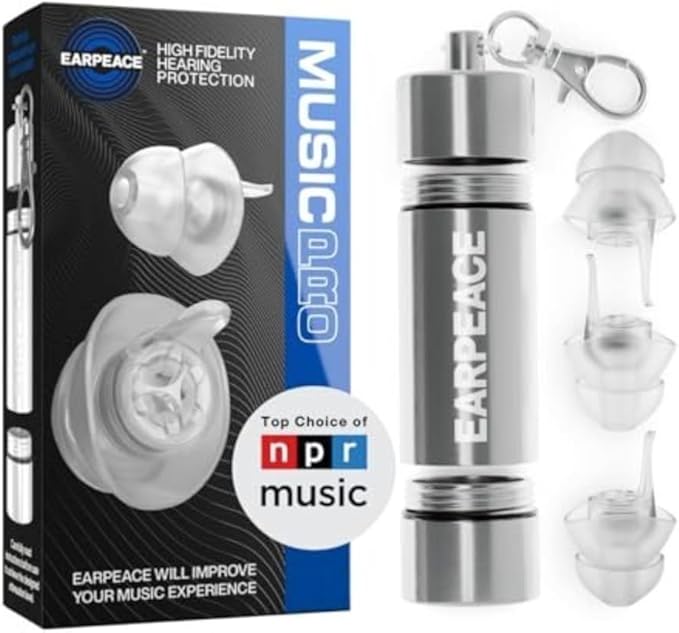 EARPEACE Music PRO - Concert Ear Plugs - Earplugs for Noise Reduction up to 20dB - High Fidelity Ear Plugs for Concerts, Musicians and Live Events - Reusable Earplugs - Includes Filter Set and Case