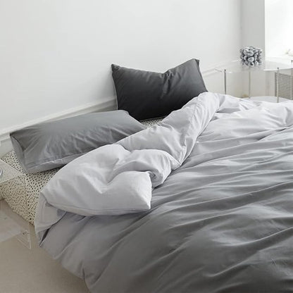 Pureant White Grey Gradient Comforter Sets Full Women Men Solid White and Grey Bedding Comforters Cotton Modern Plain Dark Gray Gradient Quilts Watercolor Art Bedding Soft Sliver Grey Blankets Warm