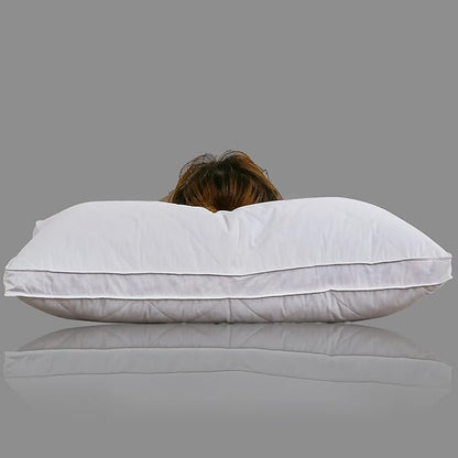 Three Geese Pack of 1 White Goose Feather Polyester Bed Pillows Queen/Standard Size- Soft 600 Thread Count 100% Cotton, Medium Firm,Soft Support Surround Fill Polyester,White Solid