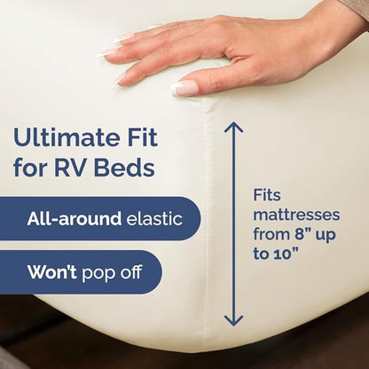 Short Queen RV Size 4 Piece Sheet Set - Comfy Breathable & Cooling Bed Sheets Set - Hotel Luxury Bedding for Women, Men, Kids, Teens, Boys & Girls - Deep Pockets & Ultra-Soft - Oeko-Tex - Off White