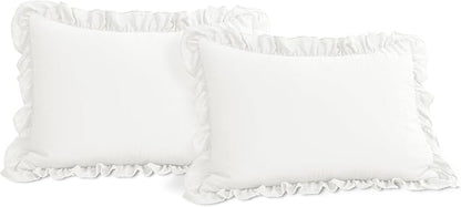 Lush Decor Reyna Ruffle Comforter Set - 3 Piece King Size Ruffle Comforter Set - Elegance for Bedroom - King, Pure White