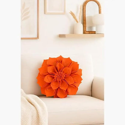 Fennco Styles Handmade 3D Heart-Shaped Petals Flower Decorative Filled Throw Pillow 13" Round - Terracotta Floral Pillow for Couch, Home Décor and Holiday, Housewarming Gift