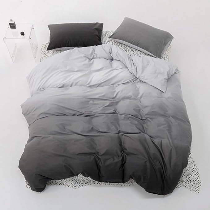 CLOTHKNOW Grey Silver Queen Comforter Set Gray Gradient Bedding Comforter Sets Grey Tone Comforter Queen with 2 Pillow Cases